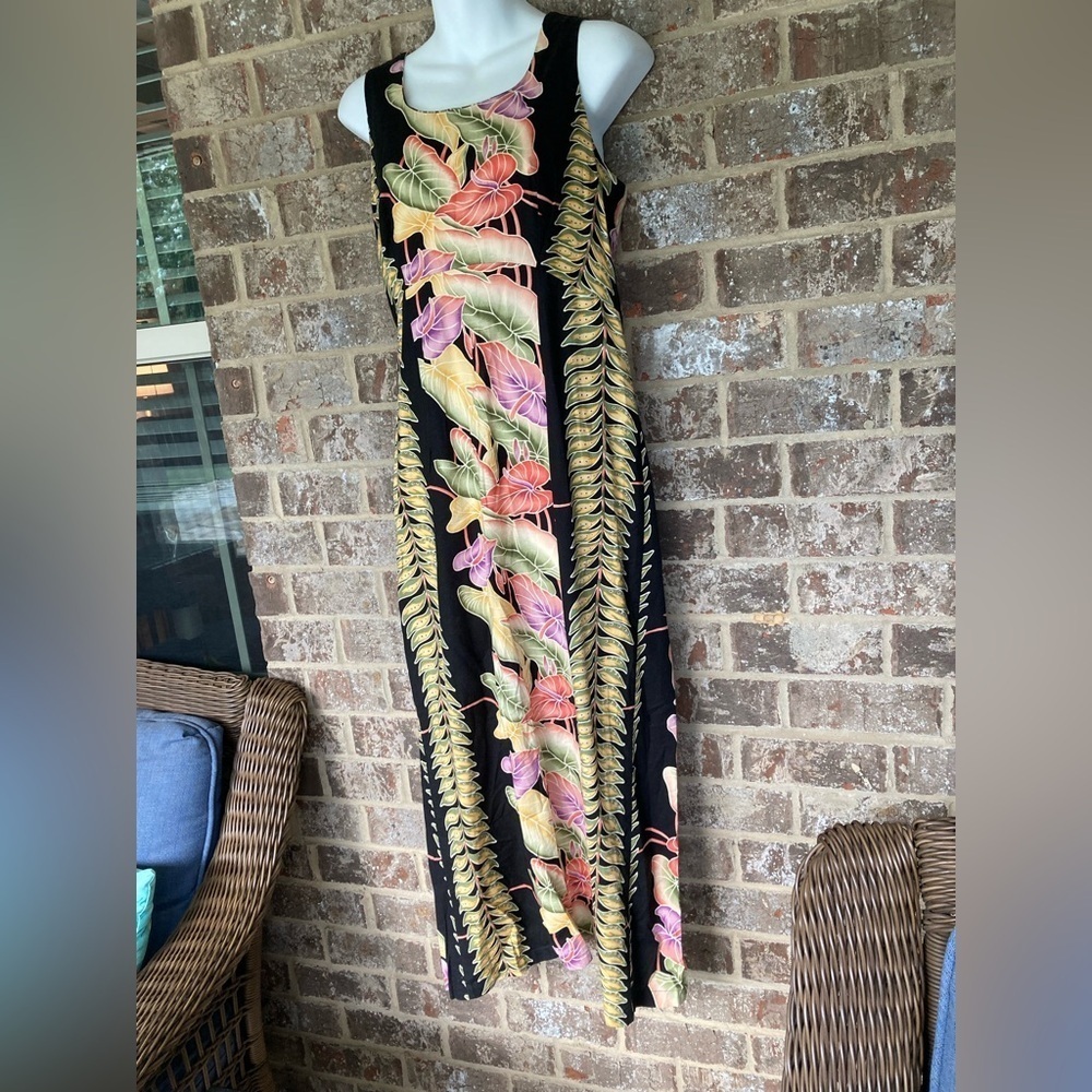 Vintage Hawaiian Maxi Dress, Tropical Print, Hilo Hattie’s Size 10 1990’s - Picture 3 of 13